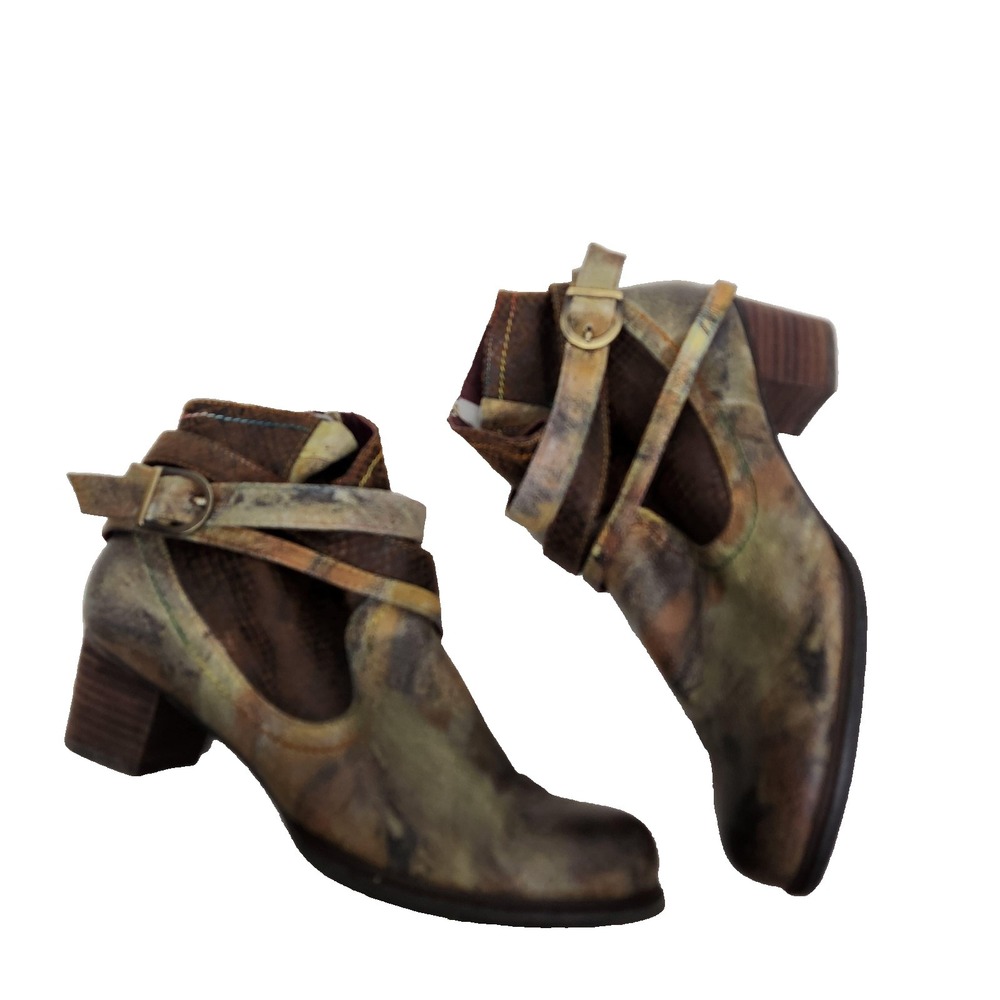 L'ARTISTE Spring Step Shazzam Boots Womens 11 42 Leather Ankle Strap Booties
